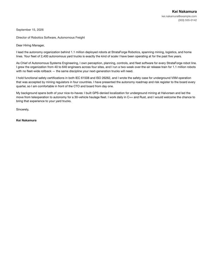 A cover letter from Kei Nakamura in the Compact design.