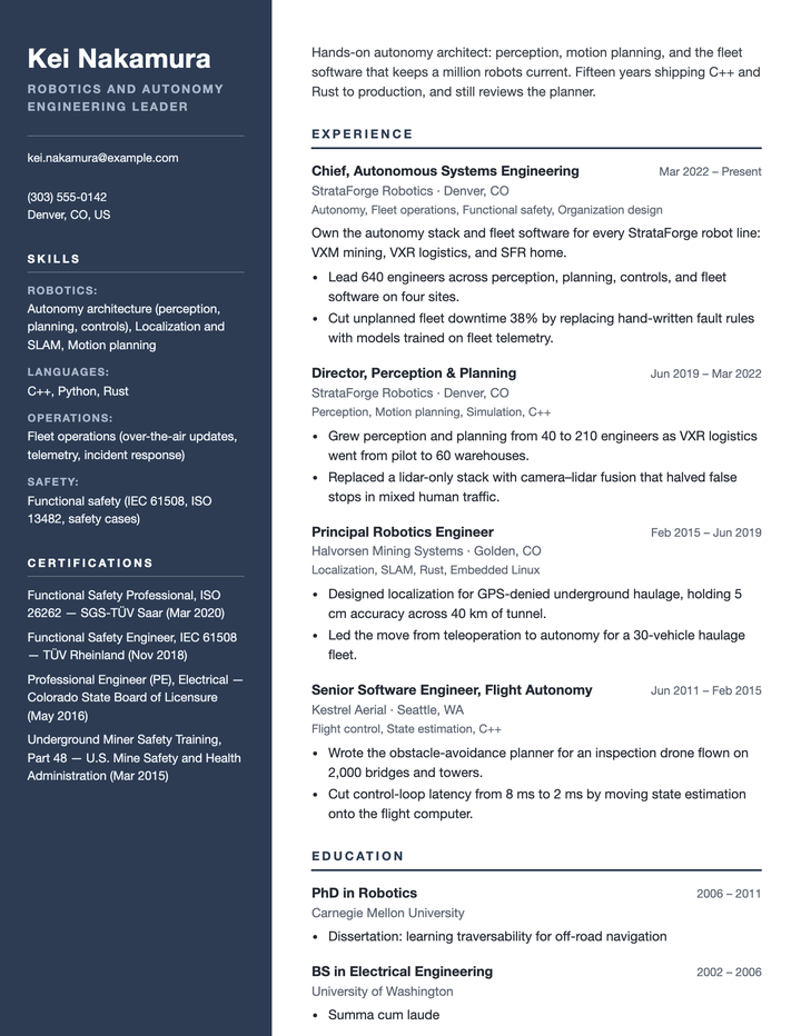 Kei Nakamura's resume in the Cascade template.