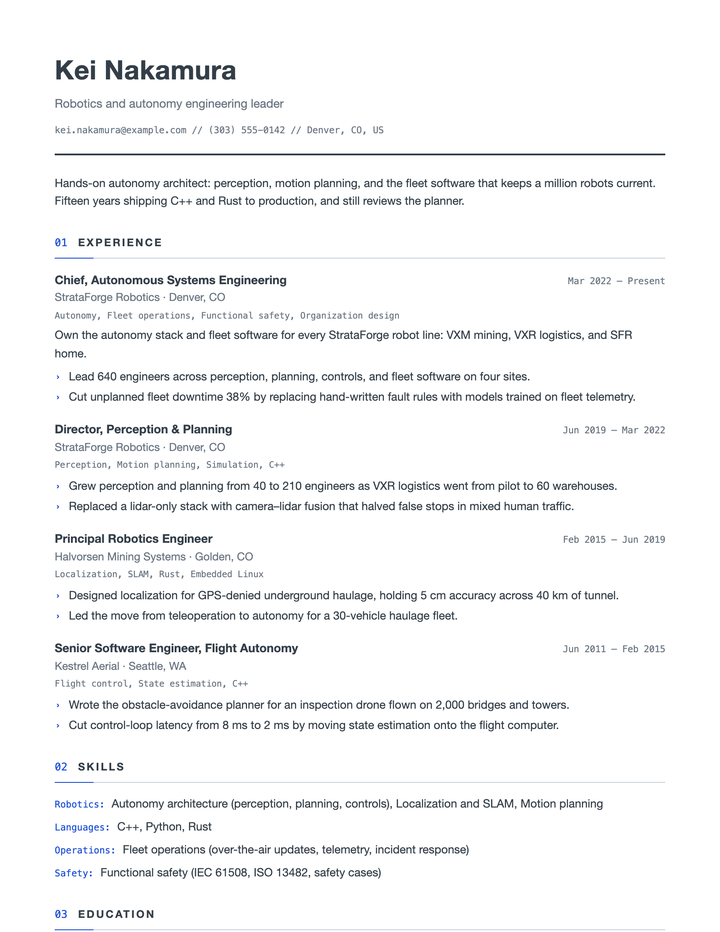 Kei Nakamura's resume in the Gridline template.