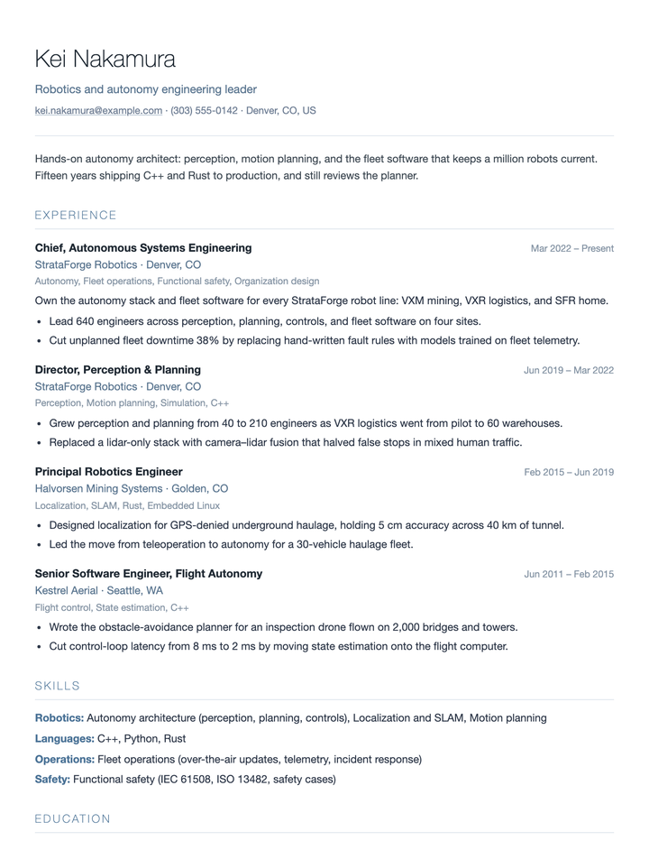 Kei Nakamura's resume in the Metro template.