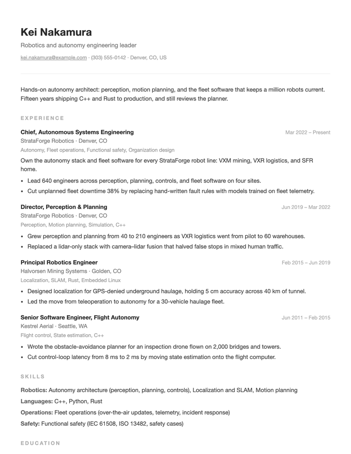 Kei Nakamura's resume in the Minimal template.