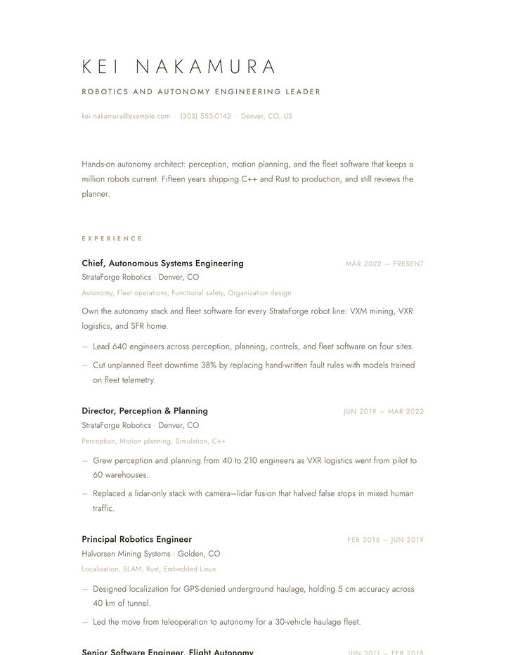 Kei Nakamura's resume in the Nordic template.