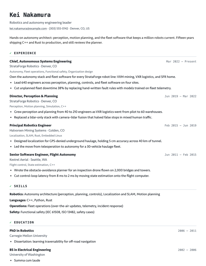 Kei Nakamura's resume in the Typewriter template.